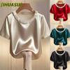 Women's Fashion Casual Solid Color Print Short Sleeve O-Neck Blouses & Shirts International Design