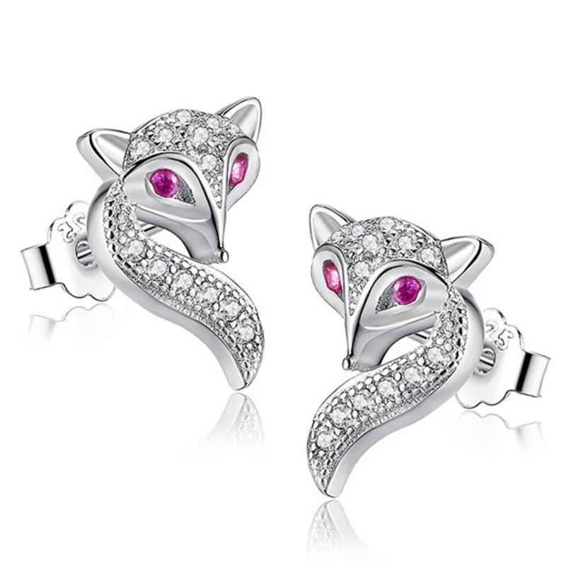 

BELLA BOX Fashion European And American Imitation Pure Silver Fox Small Ear Studs Korean Style Fashion Accessory Women s Jewelry серебряный