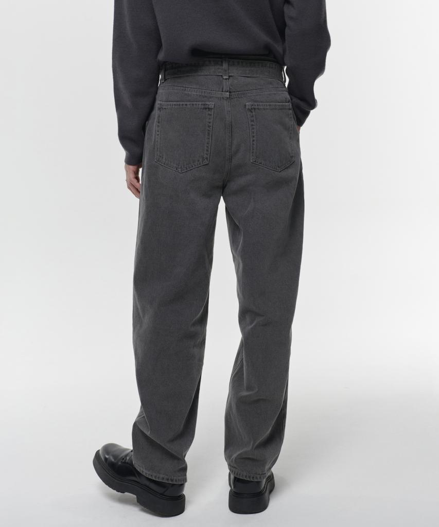 Musinsa Standard Belted Semi-Balloon Denim Pants [Gray]