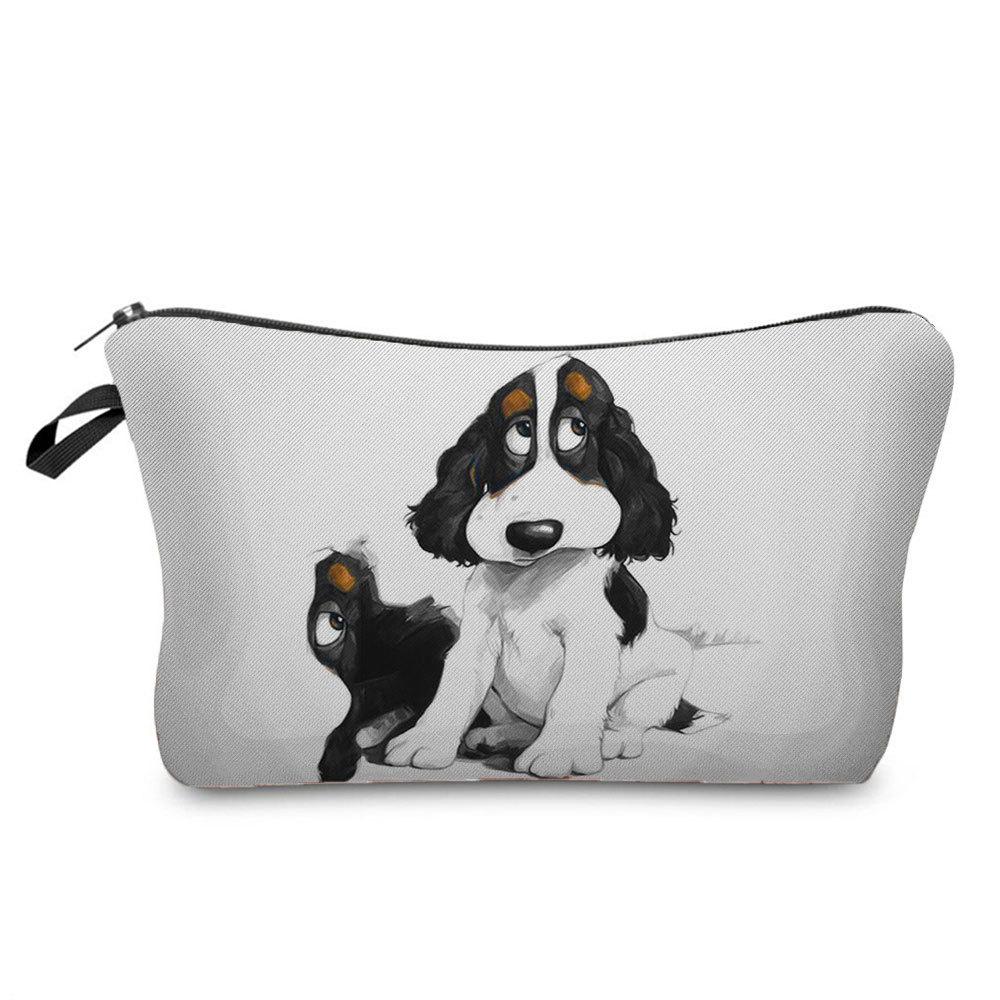 Women Dog Print Cosmetic Bag Toiletries Organize Travel Storage Case 6677