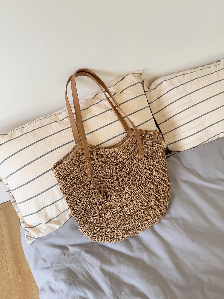 

Straw Woven Shoulder Bags for Women Beach Vacation Large Capacity Ladies Tote Handbags Summer Fashion Female Travel Shopping Bag