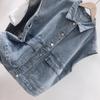 Retro Style Denim Jacket Vest Waistcoat Women Sleeveless Casual Japanese Versatile Clothes Outwear Denim Cargo Tops