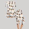 Women Plus Size White Halloween Printed Round Neck Short Sleeve Top Capri Pants Two Piece Pajama Set