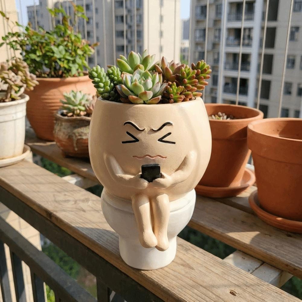 Cartoon Flower Planter Resin Plant Cultivation Pot Table Decor Plant Growing Container Office
