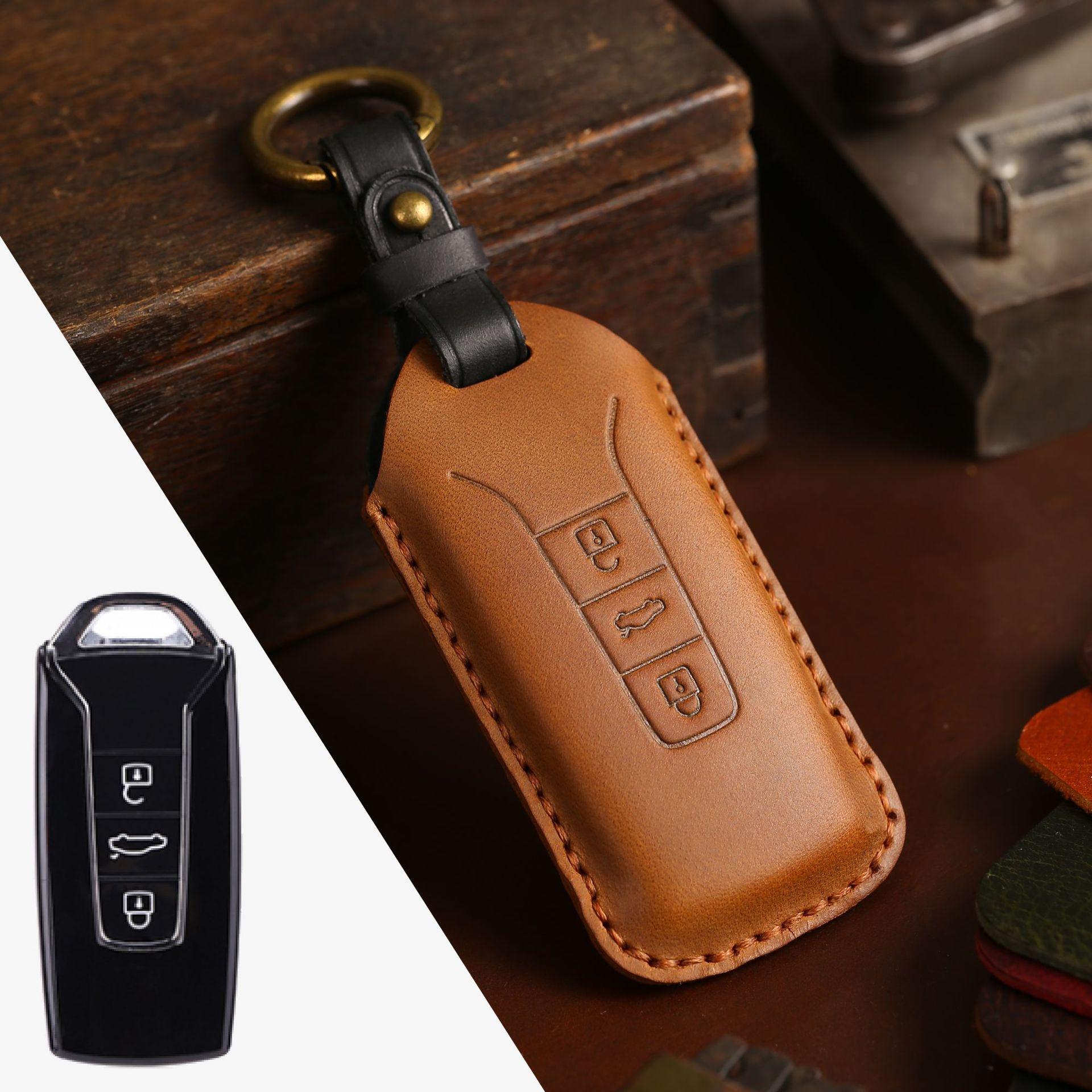 

The same key cover is suitable for Volkswagen key cover Touareg special leather car key bag manual