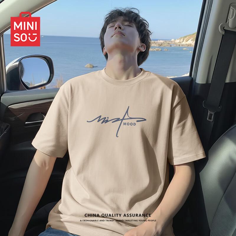 MINISO Men s Heavyweight Cotton Short Sleeve T-shirt 3XL