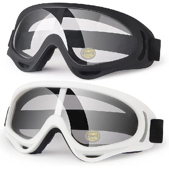 Motorcycle Goggles Kids, 2 Pack Dirt Bike ATV Motocross & Ski Goggles, Off Road Riding Glasses For Child, Anti-UV Dust Airsoft Glasses For Men Women