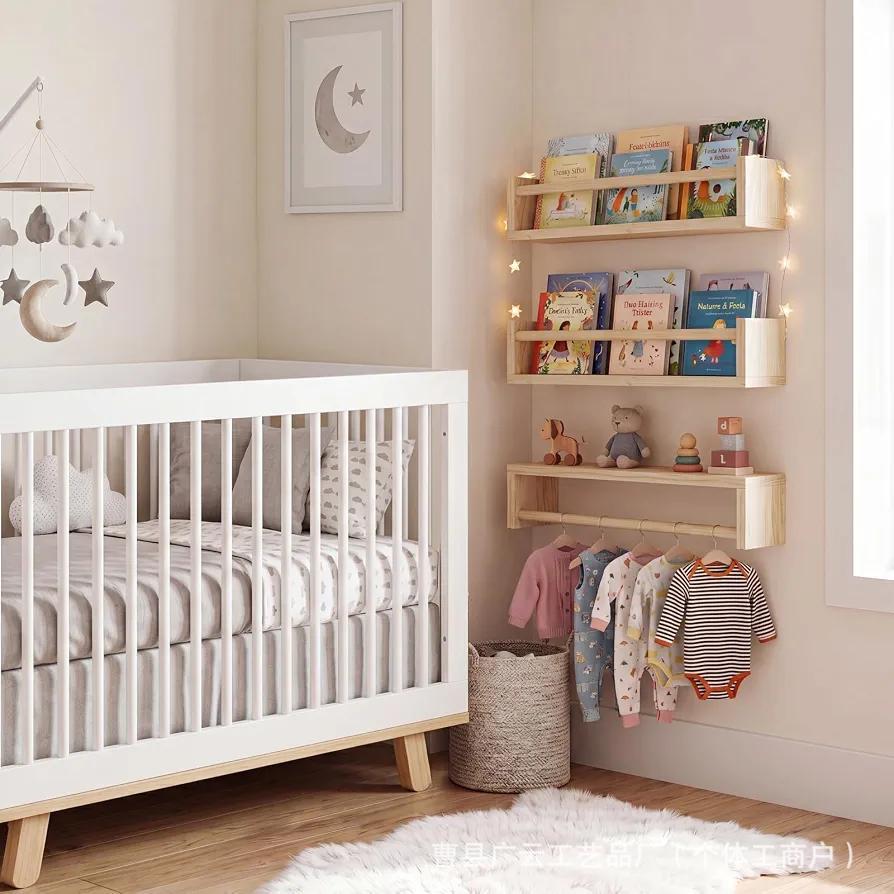 Kinderzimmer Massivholz Schwebendes Bücherregal und Aufbewahrungsregal