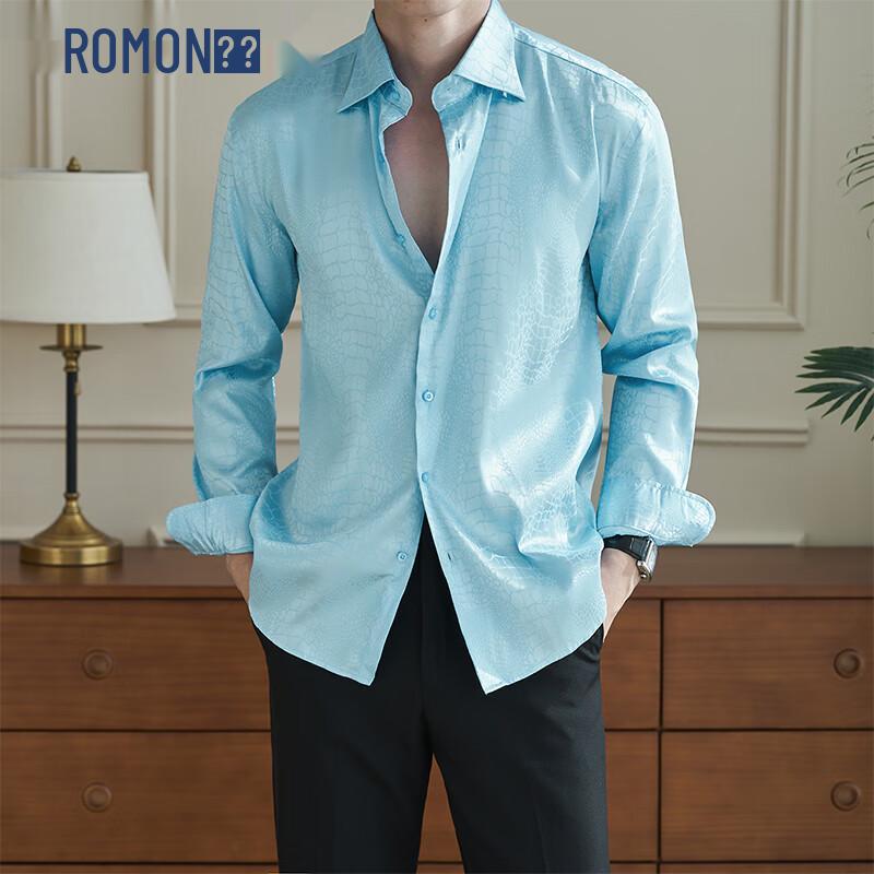ROMON Men s Long Sleeve Non-Iron Business Shirt 3XL