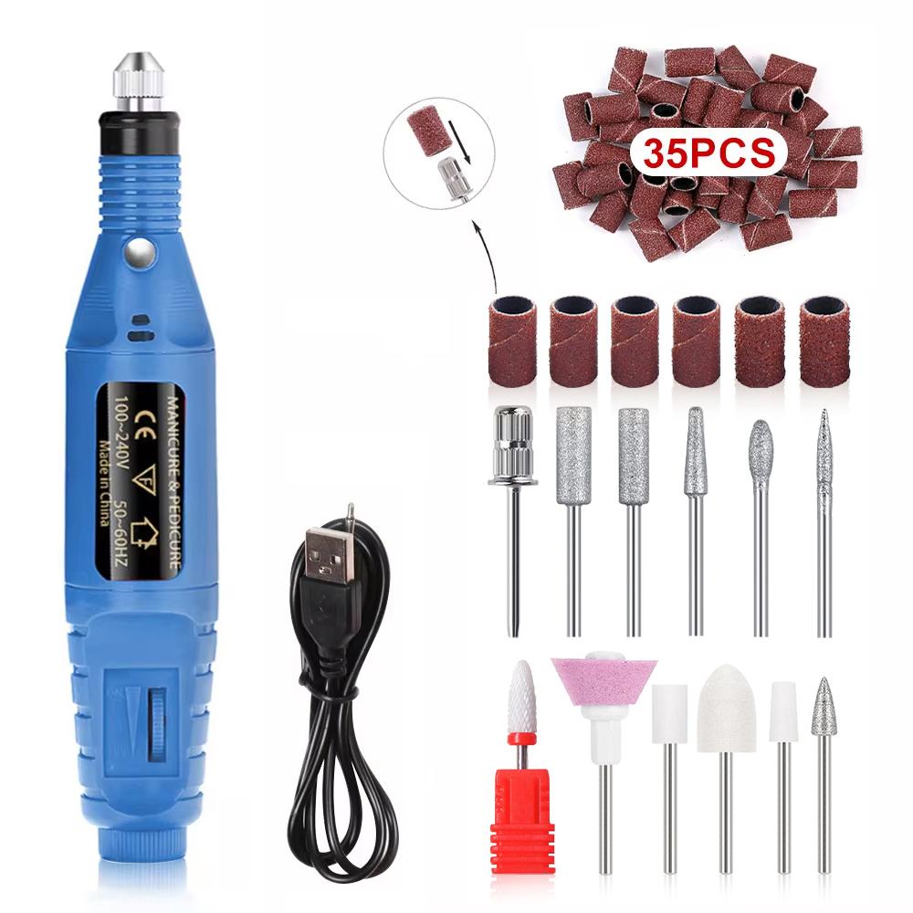 YIKOOLIN Portable Nail Sander Set Electric Nail Drill Machine Milling Cutter For Manicure Pedicure Strong Polishing Tools