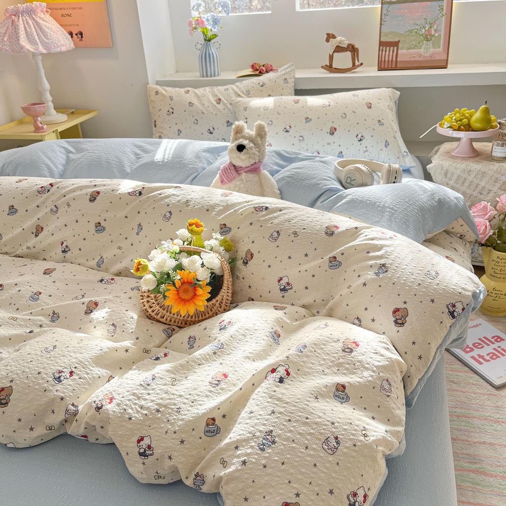 Class A Double-Layer Gauze, Cotton, Pure Cotton, Fresh Floral Bedding, Bed Hat, Quilt Cover, Dormitory Students