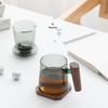Nanshan Square Round Glass Tea Cup with Filter & Walnut Coaster