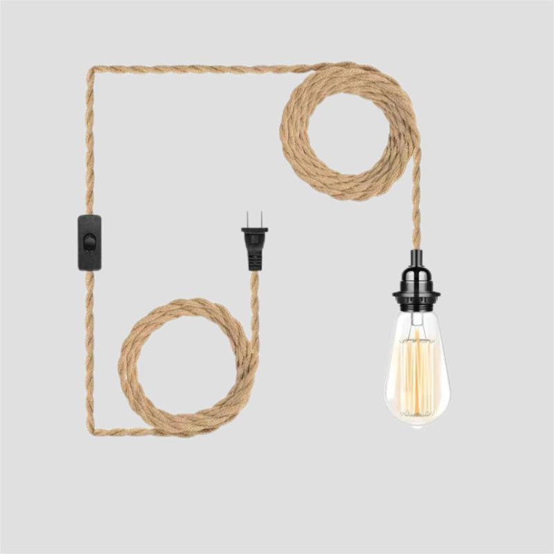 

Винтажный светодиодный подвесной светильник из пеньковой веревки, ретро E27, индустриальный, вилка ЕС/США, держатель для подвесного светильника, лампы для декора дома для столовой, кафе, кухни long 2M&EU PLUG