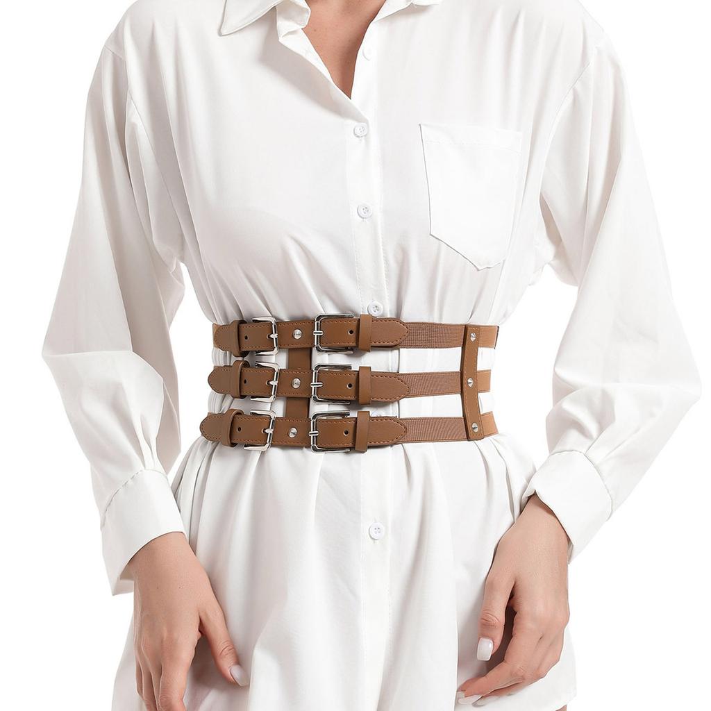 Women Cool Corset Waist Cincher Waist Shaping Girdle All Matching Elastic Belt Party Dressingup Wide Belt Cosplay Props