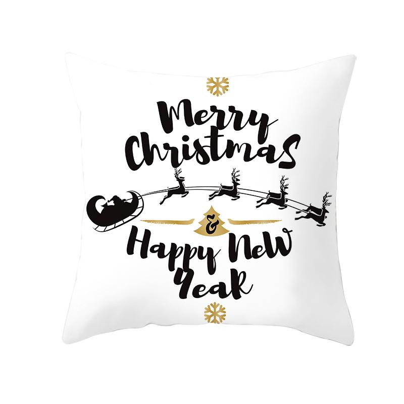 White Christmas Pillow Case Cute Santa Claus Elk   Cover Winter Snowflake Decorative Cases