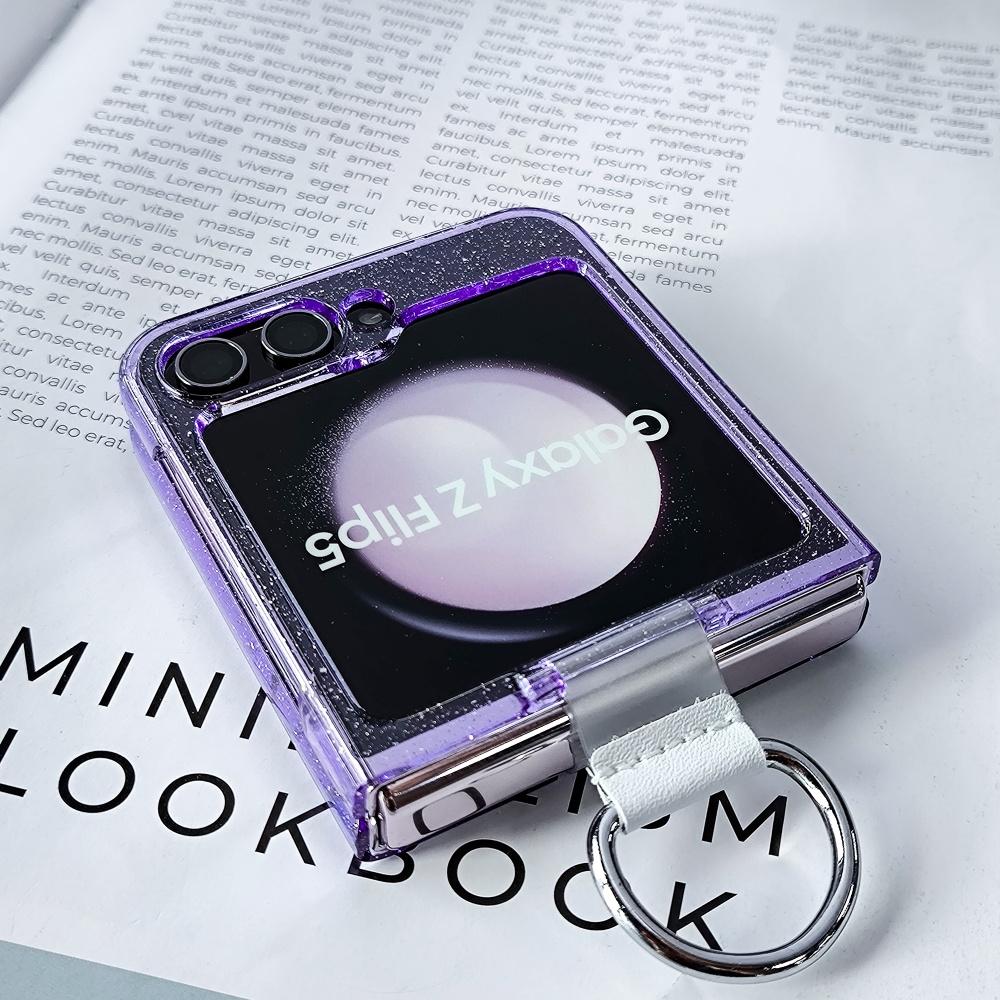 Custodia Glitter per Anello Magsafe per Samsung Galaxy Z Flip 7 6 5 4 3 flip7 ZFlip Magnetica Trasparente Antiurto