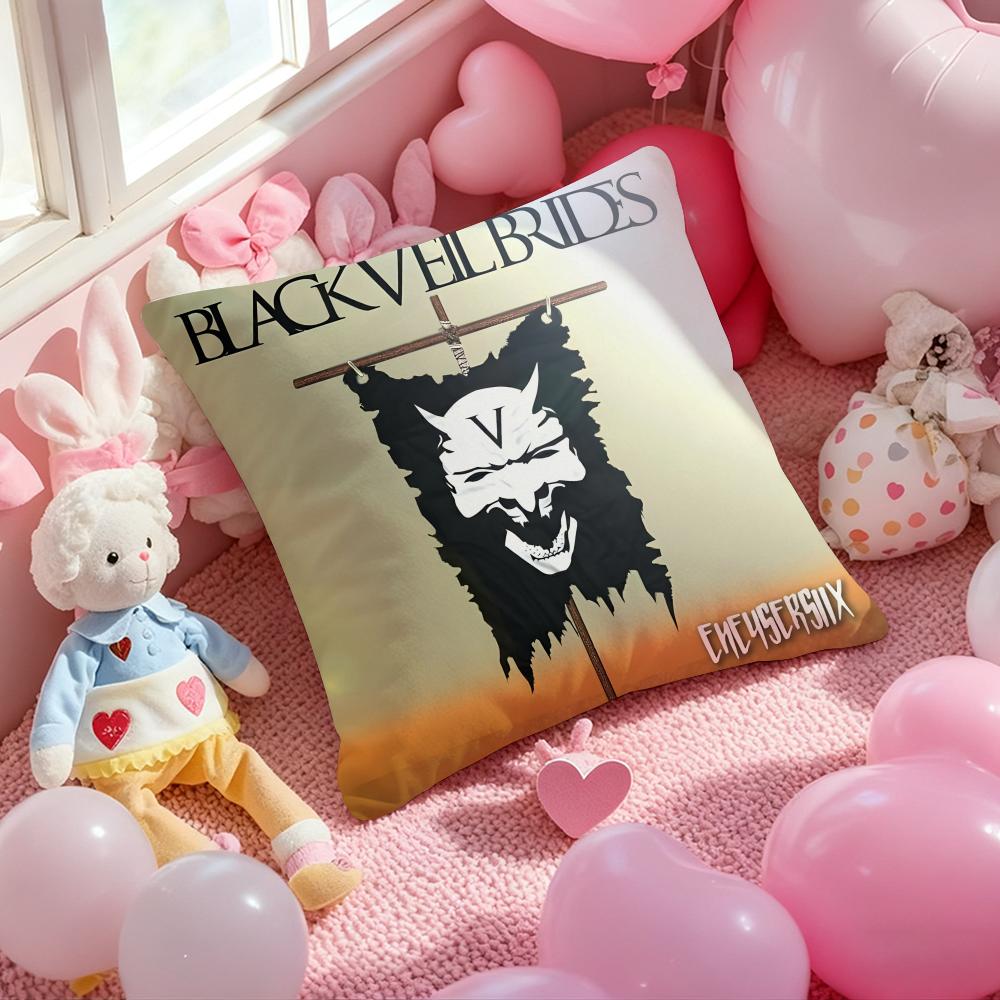 Black V-Veil B-Brides Band Cushion Cover Pattern Printed Pillowcase for Living Room Sofa Cushion Cover & Bedroom Decor