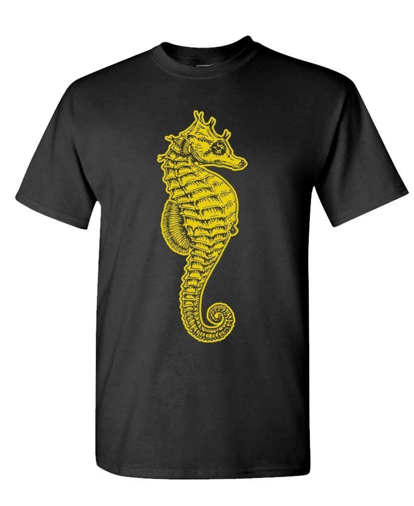 Seahorse - Retro Vintage Hipster Style - Unisex Cotton T-Shirt Tee Shirt 4XL