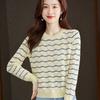 Dziewczęcy, blokowany kolorami, falisty sweter dzianinowy z długim rękawem dla kobiet na jesień, słodki i młodzieżowy, luźny i wszechstronny top