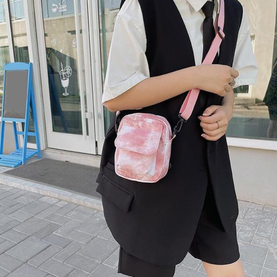 Canvas Crossbody Bag Tie-Dye Pattern Shoulder Bag with Adjustable Shoulder Strap Phone