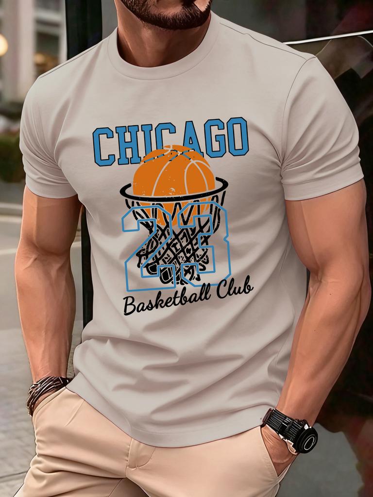 Chicago No23 Basketball Club Print T Shirts Men Summer Cotton TShirt Hip Hop Loose Streetwear AllMatch Casual Clothing