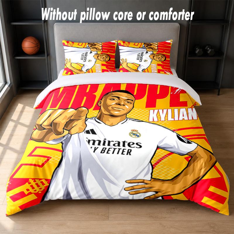 Kylian Mbappe Design Bed Bedding Set 1 Duvet Cover + 2 Pillowcases Soft Breathable Household Bed Linens