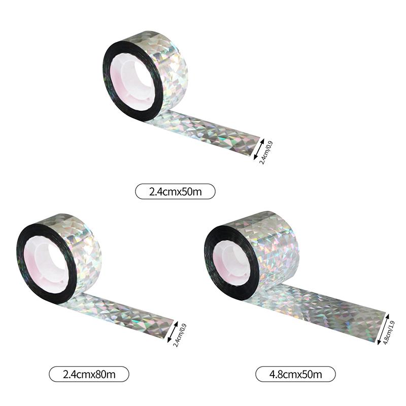 Double Sided Reflective Bird Repellent Tape Pond Orchard Anti-Bird Colored Ribbon Balcony Bird Guard Laser Bird Repellent 50/80M