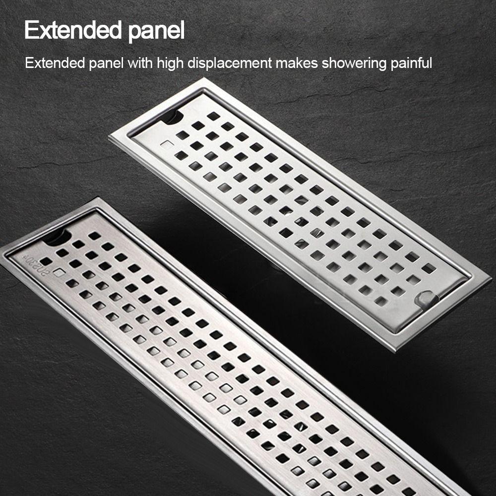 With Strainer Cover Shower Floor Drain Rectangle Shape Stainless Steel Bathroom Sink Strainer Removable Anti-odor