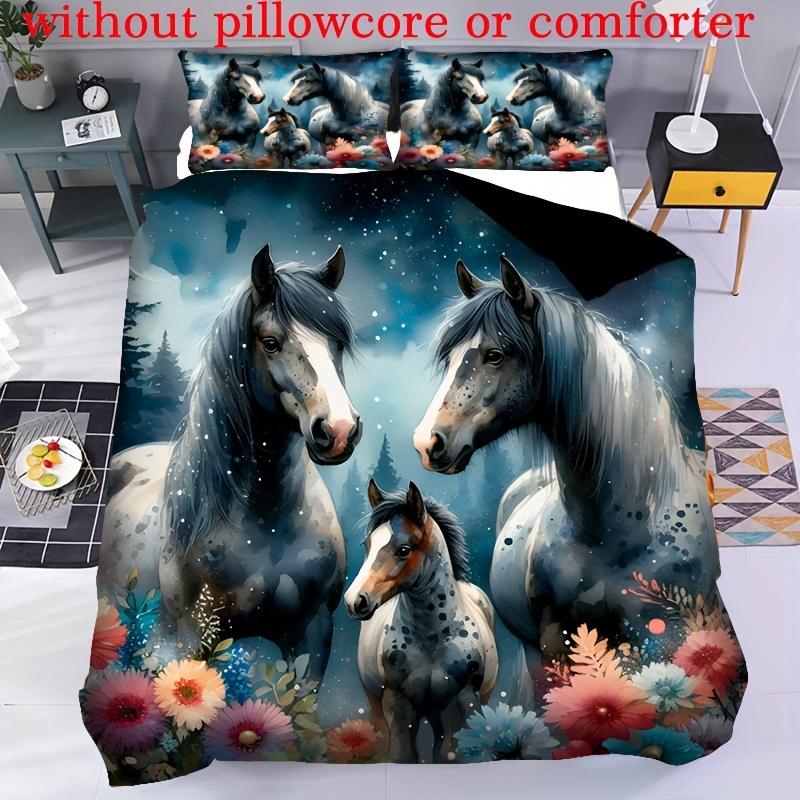 3pcs Soft & Breathable 3D Digital Print Horse Dreamcatcher Duvet Cover Set  Comfortable Bedroom Bedding Set Decoration