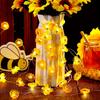 LED Cute Bee Flowers String Lights Garden Fairy Lights Battery Powered For Outdoor Indoor Home Party Holiday Gift Decor