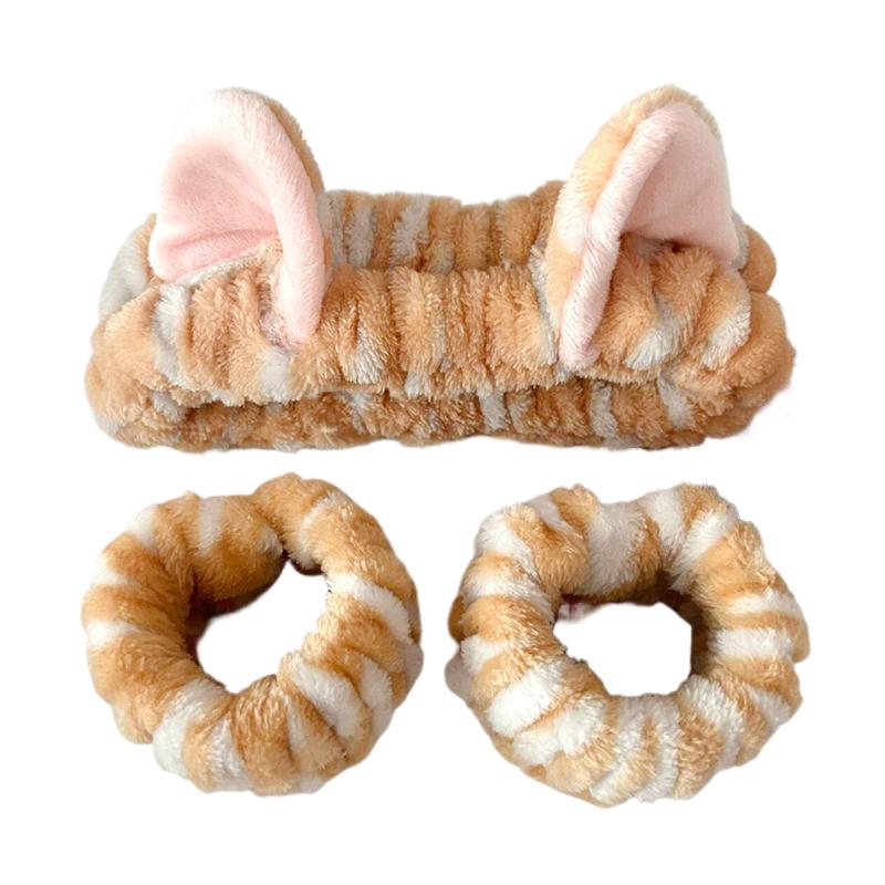1 Set Absorbent Wristband Hair Styling Elastic Headband Plush Face Wash Cute Makeup Toiletries Multiple Colors