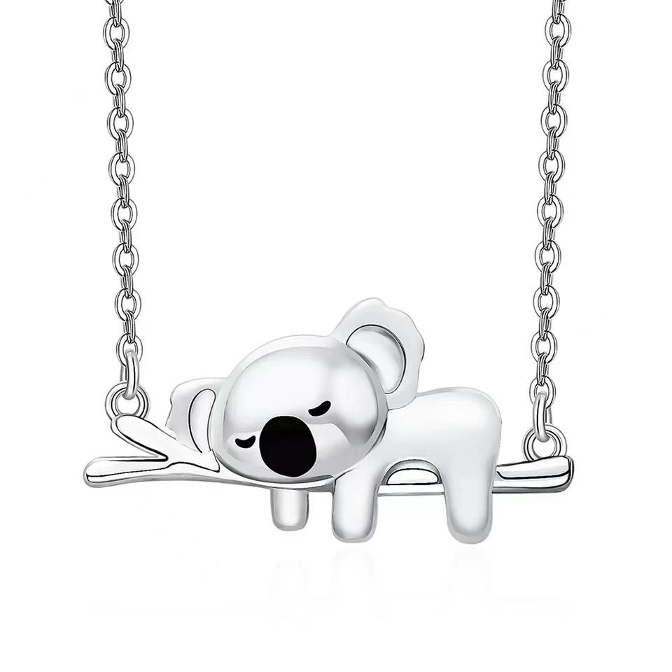 

Cartoon Fashionable Koala Pendant Necklace In Gold Or Silver Perfect Accessory For Ages All