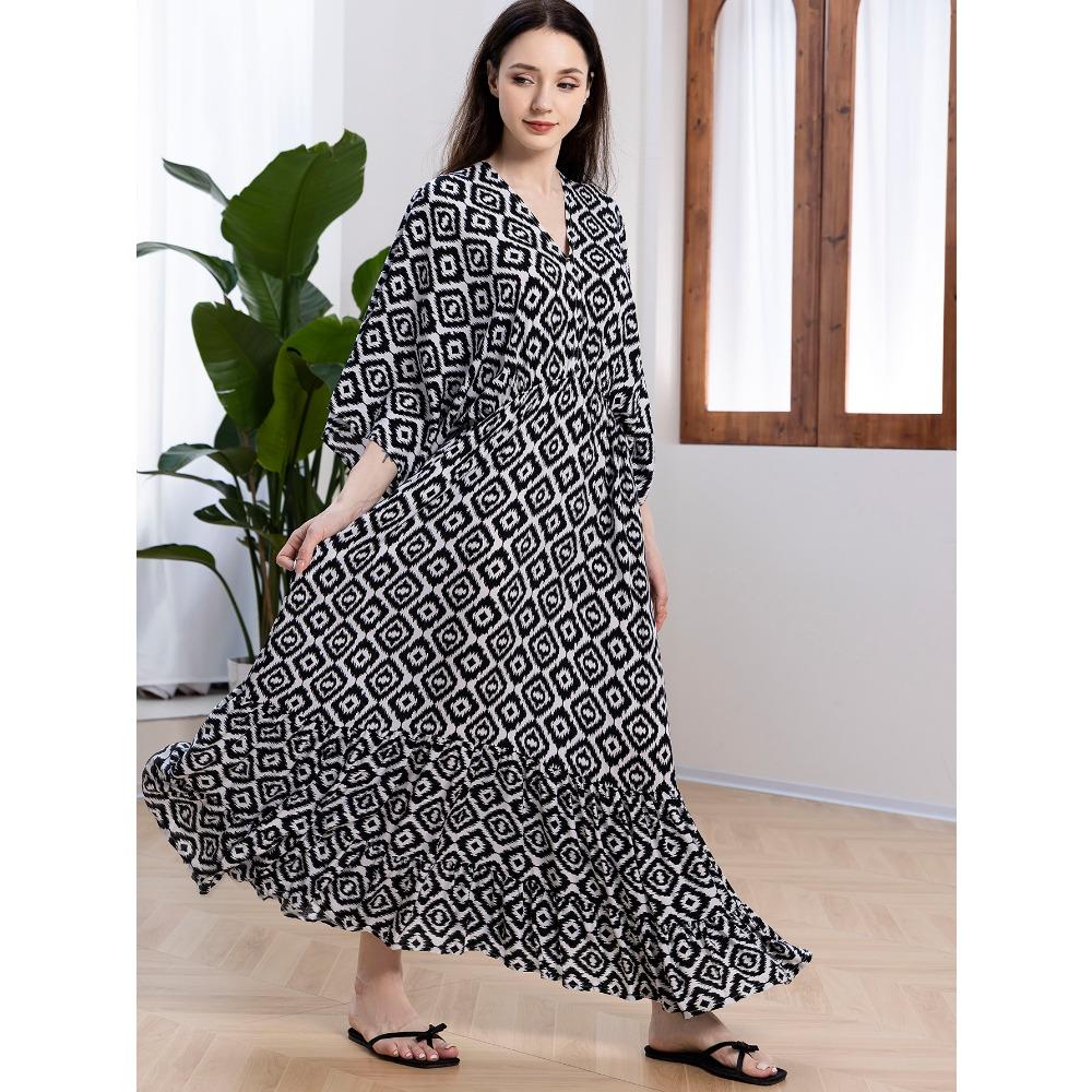 Printed Dress Loose A Pendulum Dress Beach Blouse Holiday Dress