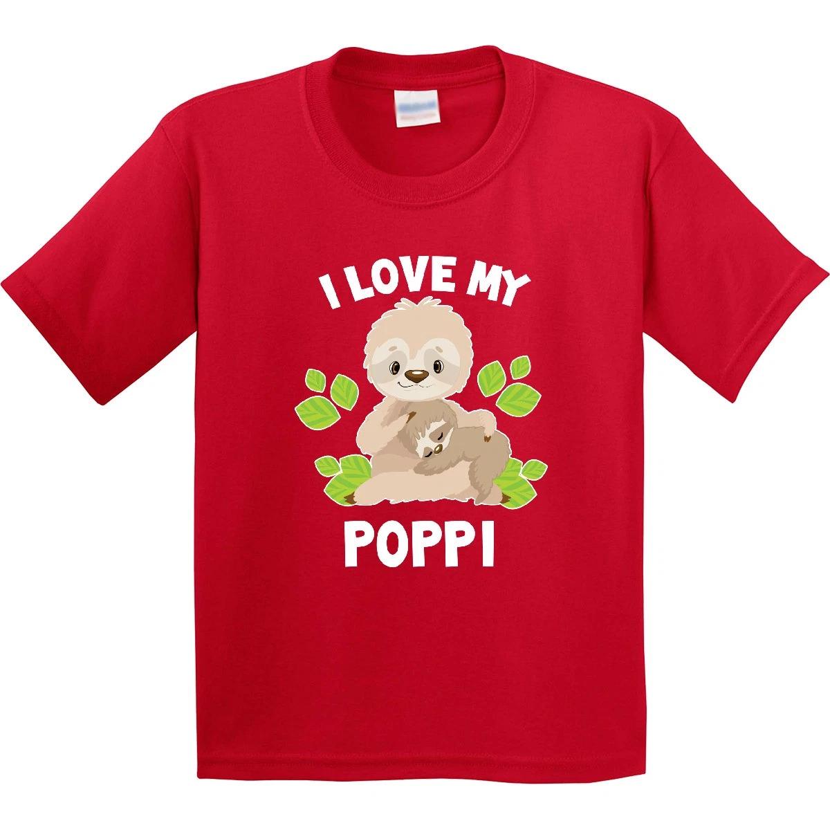 Inktastic Cute Sloth I Love My Poppi With Green Leaves Youth T-Shirt Animals Tee 130