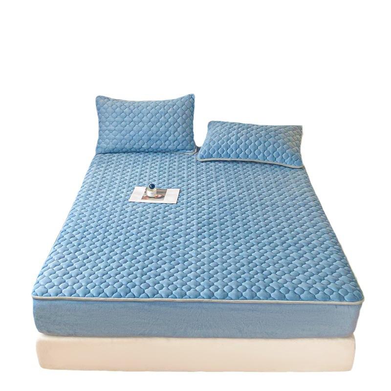 Thickened Milk Fleece Laminated Cotton Bed Hat Three-piece Household Mattress Non-slip Bed Cover Simmons All-package Protection Cover