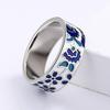 Exquisite New Women's for Ring Blue Enamel Flower Ring Fashion Handmade Enamel Jewelry Wedding Bridal Ring