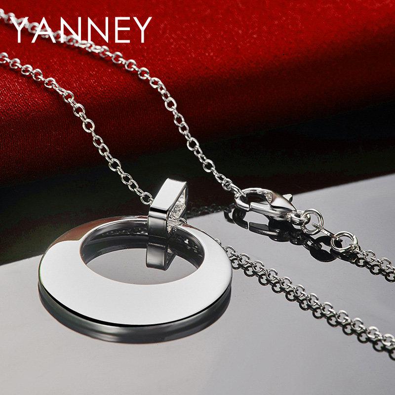 New 925 Sterling Silver Jewelry 16-30 Inches Fine 35MM Round Moon Necklace For Women Men Fashion Christmas Wedding Party