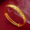Gold-Plated Starry Dragon & Phoenix Push-Pull Women's Bangle - Non-Fading, High-End Jewelry