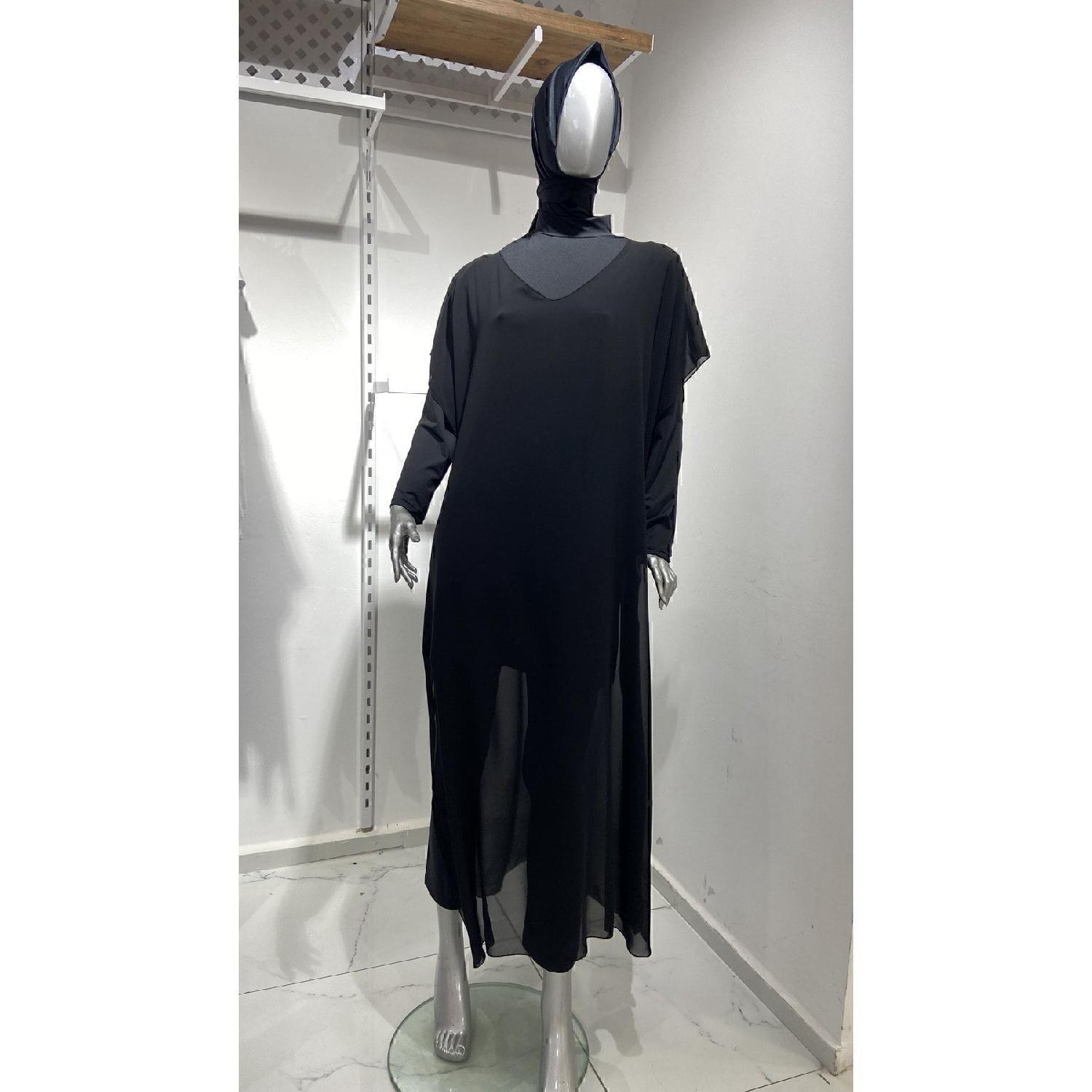 

Черный шифоновый кафтан Парео больших размеров чёрный