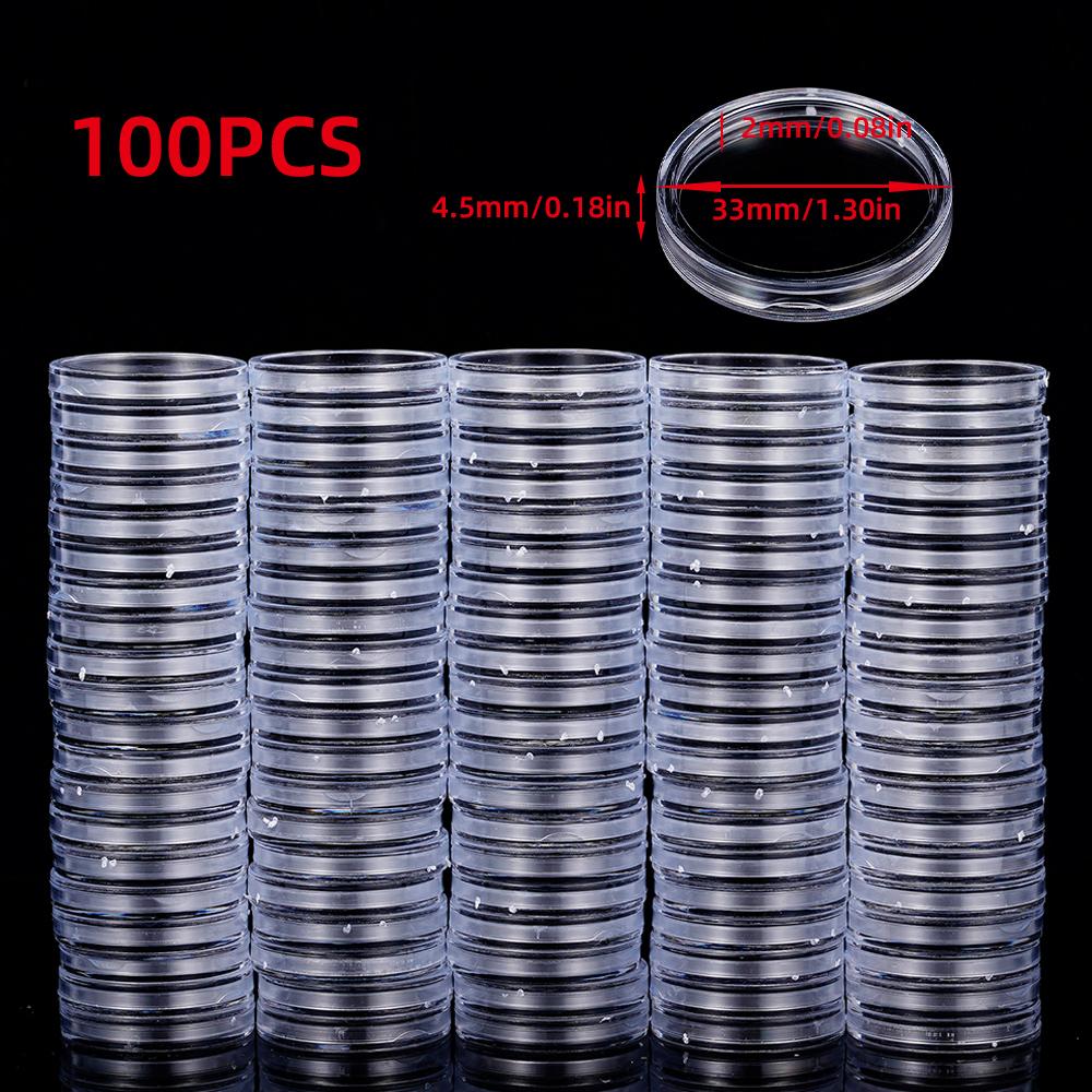 10/50/100Pcs 19-33mm Transparent Coin Cases Holder Coin Collecting Box Case Coins Storage Capsules Protection Boxes Container