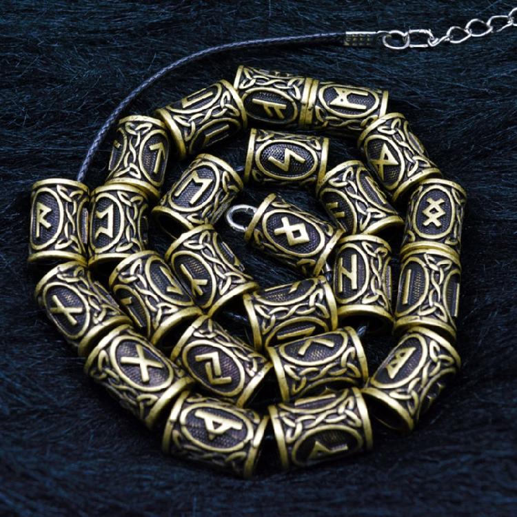 24PCS/Set Viking Rune Scandinavian Beads for Pendant Bracelet for Hair Beards