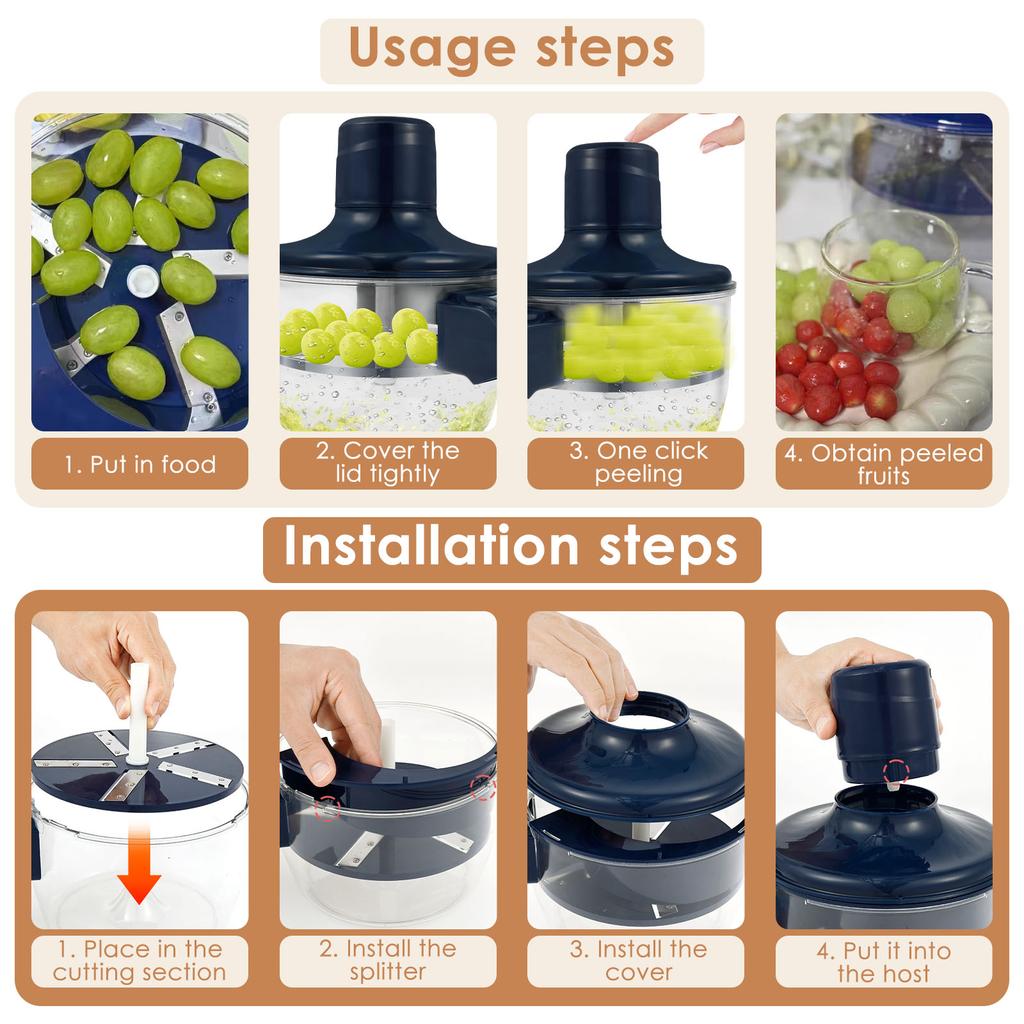 Electric Grape Peeling Machine Electric Fruits Peeler Rechargeable Automatic Garlic Peeler for Kitchen Vegetable and Fruit Tools