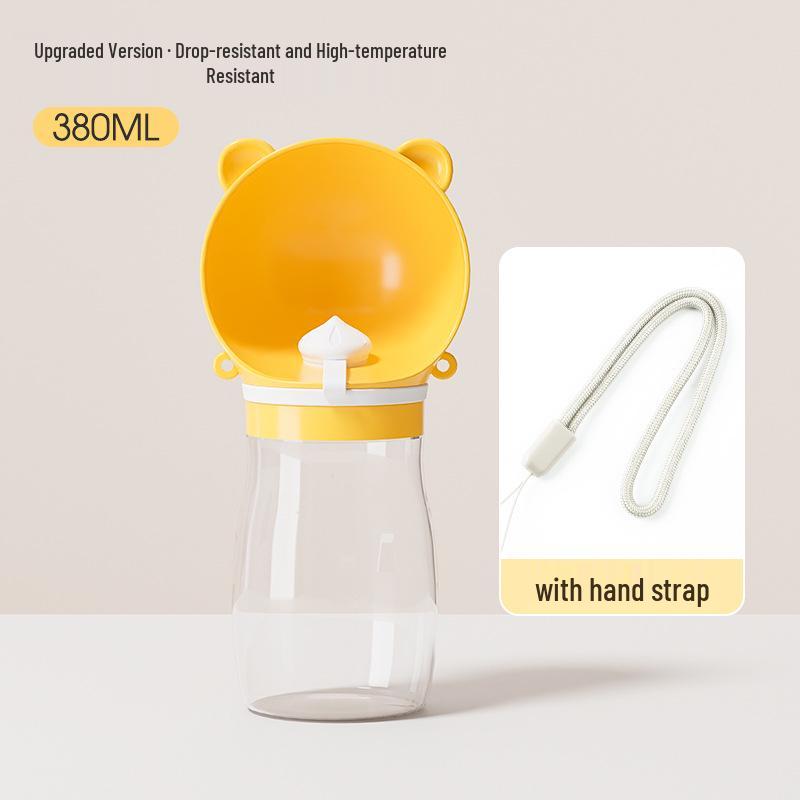 Portable Cute Bear Head Pet Water and Food Dispenser for Outdoor Travel