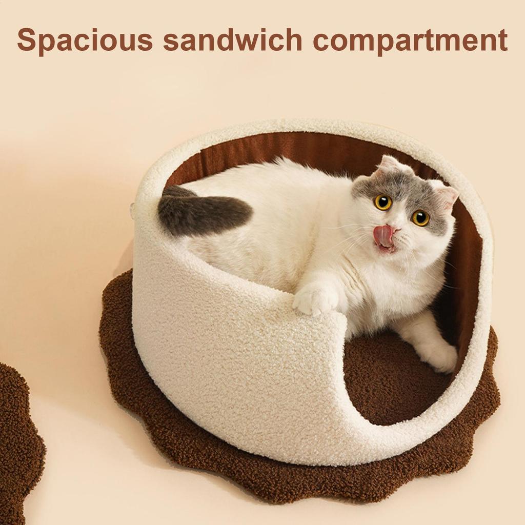 Cat Cave Cookie Design Dog Cave Bed Washable Cozy Warm Nest For Puppy Kitten Small Pet Indoor Hiding Sleeping Apartment Play