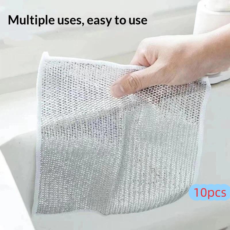 Steel wire dishwashing gloves bamboo fiber silver cloth is not easy to get oil multifunctional dishwashing cleaning artifact silver gloves XL