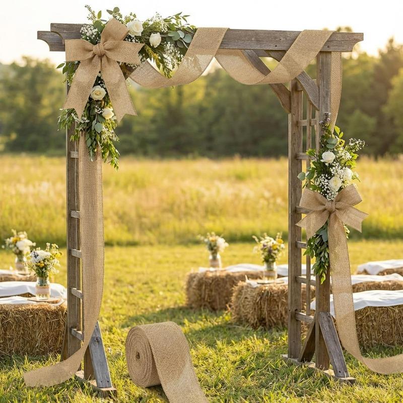 3/5/7.5/10/15cm Burlap Fabric Roll Christmas Gift Wrapping Bowknot DIY Handmade Wedding Party Home Decoration Jute Roll Supplies