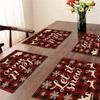 Nordic Style Christmas Festival Square Linen Placemat - Heat Insulation Pad with Digital Print Design.