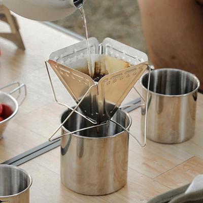 Stainless Steel Folding Coffee Filter Holder for Outdoor Camping