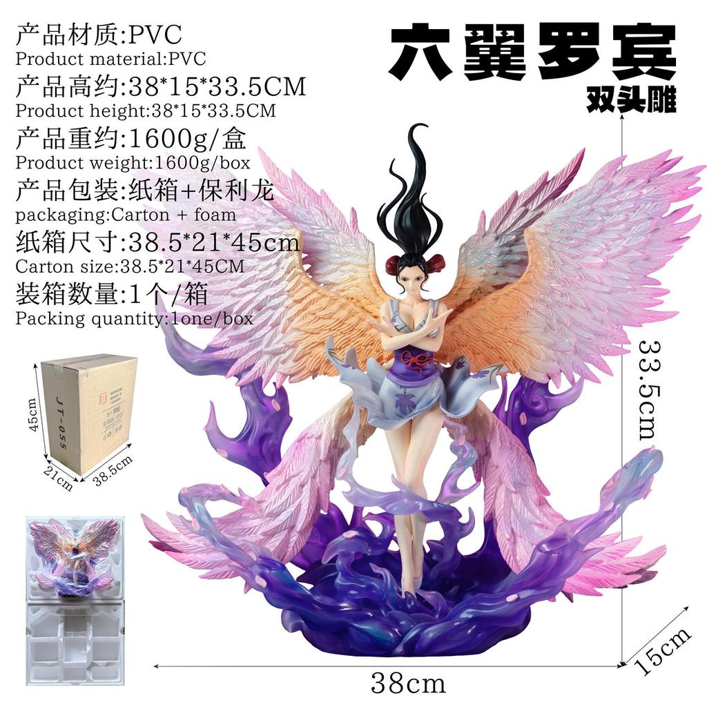 34cm One Piece Robin Six-Winged Angel Statue Studio Dual Head Sculpt Anime Collectible Gift Fans TH PVC JT by for Kid Friendly Entertaining Fun Play