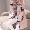 Women Winter Cotton Coat Thickened Padded Stuffed Hooded Mid Length Windproof Warm Zipper Pockets Zip Up Long Sleeve Solid Color Slim Fit Lady